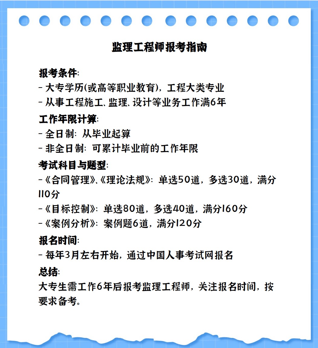 監(jiān)理工程師工作年限全國注冊監(jiān)理工程師報名時間  第1張